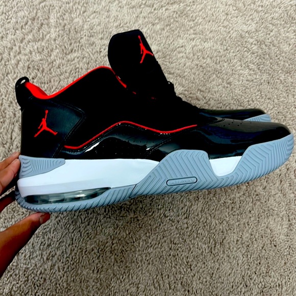Red and black air Jordan flight